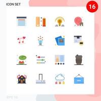 16 Universal Flat Colors Set for Web and Mobile Applications real estate building pencil location light bulb Editable Pack of Creative Vector Design Elements