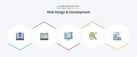 Web Design And Development 25 Flat icon pack including setting. gear. web. engine. web vector