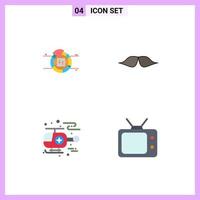 4 Thematic Vector Flat Icons and Editable Symbols of pie ambulance percentage movember hospital Editable Vector Design Elements