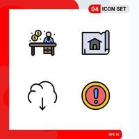 Pictogram Set of 4 Simple Filledline Flat Colors of business data reception map multimedia Editable Vector Design Elements