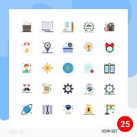 Pictogram Set of 25 Simple Flat Colors of building online jotter banking scratch pad Editable Vector Design Elements