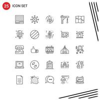 25 Universal Lines Set for Web and Mobile Applications electric brightness news refresh light Editable Vector Design Elements