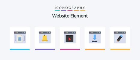 Website Element Flat 5 Icon Pack Including download. arrows. interface. movie. film. Creative Icons Design vector