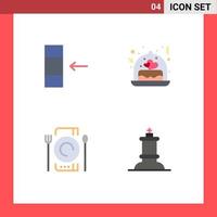 Editable Vector Line Pack of 4 Simple Flat Icons of column dinner cake gift chess Editable Vector Design Elements