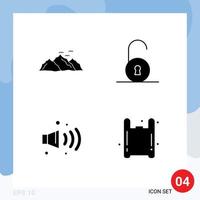 Pack of 4 creative Solid Glyphs of mountain noise nature circular bag Editable Vector Design Elements