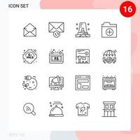 Set of 16 Commercial Outlines pack for calendar learning danger formula folder Editable Vector Design Elements