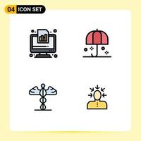Universal Icon Symbols Group of 4 Modern Filledline Flat Colors of business sunshade graph protection medical Editable Vector Design Elements