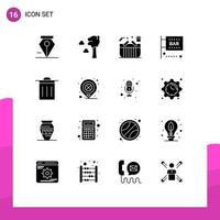 16 Creative Icons Modern Signs and Symbols of trash science and computing gift media and entertainment food and drink Editable Vector Design Elements