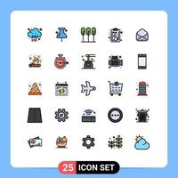 Universal Icon Symbols Group of 25 Modern Filled line Flat Colors of open message tree tactics path Editable Vector Design Elements