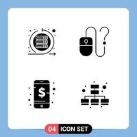 4 Universal Solid Glyphs Set for Web and Mobile Applications agile online sprint contact management Editable Vector Design Elements