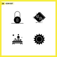 Set of 4 Modern UI Icons Symbols Signs for lock body board network massage Editable Vector Design Elements