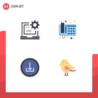 Flat Icon Pack of 4 Universal Symbols of code basic development phone interface Editable Vector Design Elements