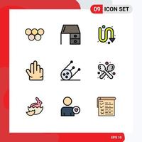Set of 9 Modern UI Icons Symbols Signs for shuttle three office material hand turning Editable Vector Design Elements
