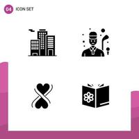 4 Creative Icons Modern Signs and Symbols of building typography golf game bowl Editable Vector Design Elements