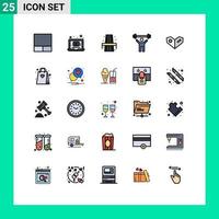 Mobile Interface Filled line Flat Color Set of 25 Pictograms of shopping videogame rood gamepad lift Editable Vector Design Elements