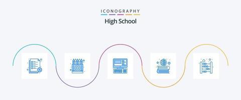 paquete de iconos de escuela secundaria azul 5 que incluye ábaco. geografía. lápiz. educación. educación vector