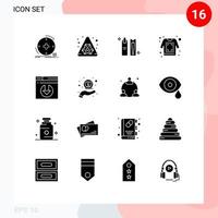 16 Thematic Vector Solid Glyphs and Editable Symbols of web shirt beauty printing makeup Editable Vector Design Elements