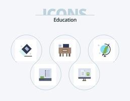 Education Flat Icon Pack 5 Icon Design. earth. school. school. education. vector