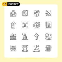 16 Thematic Vector Outlines and Editable Symbols of house food graph fast food face Editable Vector Design Elements