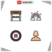 Set of 4 Modern UI Icons Symbols Signs for finish interface game spring avatar Editable Vector Design Elements