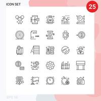 grupo de 25 líneas de signos y símbolos para el diagrama de flujo de los coches de billar medicina del coche elementos de diseño vectorial editables vector