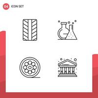 4 Universal Filledline Flat Colors Set for Web and Mobile Applications tires web lab design city Editable Vector Design Elements