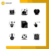 paquete de iconos de vector de stock de 9 signos y símbolos de línea para elementos de diseño de vector editables de cabeza de dinero de placa de árbol de aplicación