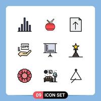 Set of 9 Modern UI Icons Symbols Signs for achievement award board import blackboard hand Editable Vector Design Elements