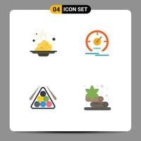 4 Flat Icon concept for Websites Mobile and Apps breakfast speedometer porridge dashboard snooker Editable Vector Design Elements