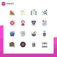 16 Universal Flat Color Signs Symbols of find check judgment shop money Editable Pack of Creative Vector Design Elements