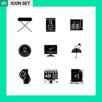 Pack of 9 creative Solid Glyphs of man business smart lab avatar plant Editable Vector Design Elements