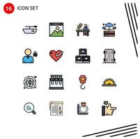 16 iconos creativos signos y símbolos modernos de amor servidor de bloqueo de recepción de usuario elementos de diseño de vectores creativos editables