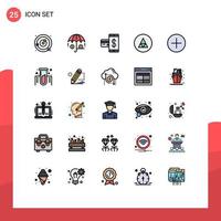 Mobile Interface Filled line Flat Color Set of 25 Pictograms of symbols sign card rune payment Editable Vector Design Elements