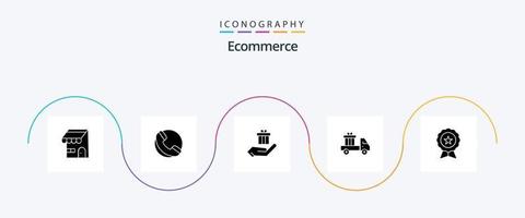 paquete de iconos de glifo 5 de comercio electrónico que incluye finanzas. insignia. mano. camión. comercio electrónico vector