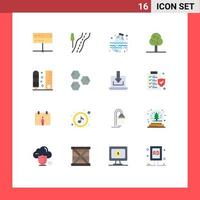 16 Universal Flat Color Signs Symbols of ruler draw pollution drafting summer Editable Pack of Creative Vector Design Elements