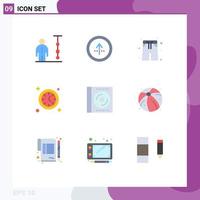 Flat Color Pack of 9 Universal Symbols of cd time navigation clock park Editable Vector Design Elements