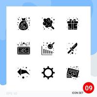 Stock Vector Icon Pack of 9 Line Signs and Symbols for business intelligence love box heart board Editable Vector Design Elements