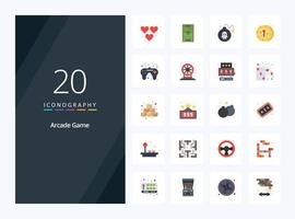 20 icono de color plano arcade para presentación vector