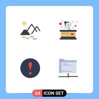 Set of 4 Vector Flat Icons on Grid for environment attention farming parabolic data Editable Vector Design Elements