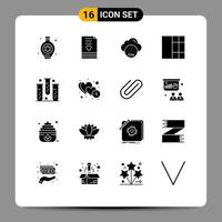 Set of 16 Modern UI Icons Symbols Signs for form disease invironmental blood grid Editable Vector Design Elements