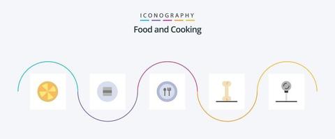 paquete de iconos de 5 alimentos planos que incluye. gastronomía. tenedor. alimento. alimento vector