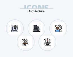 Architecture Line Filled Icon Pack 5 Icon Design. idea. draft. building. business. drawing vector