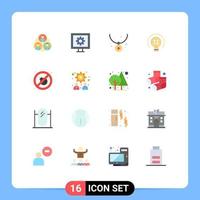 16 Thematic Vector Flat Colors and Editable Symbols of no education accessories idea bulb Editable Pack of Creative Vector Design Elements