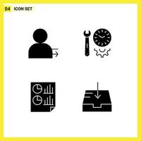 Group of 4 Solid Glyphs Signs and Symbols for man analytics right preferences document Editable Vector Design Elements