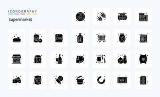 25 Supermarket Solid Glyph icon pack vector