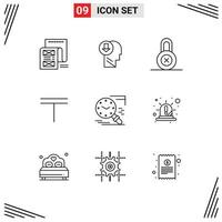 símbolos de iconos universales grupo de 9 esquemas modernos de búsqueda kazajstán conocimiento protección de moneda elementos de diseño de vectores editables