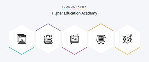 paquete de íconos de 25 líneas de la academia que incluye . celúla. perfil. biología. cepillar vector