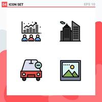 Set of 4 Modern UI Icons Symbols Signs for broker delete market business minus Editable Vector Design Elements