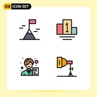 Set of 4 Modern UI Icons Symbols Signs for adventure female podium analyst photo Editable Vector Design Elements