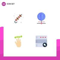 Pack of 4 Modern Flat Icons Signs and Symbols for Web Print Media such as barbecue hand grilled food internet up Editable Vector Design Elements